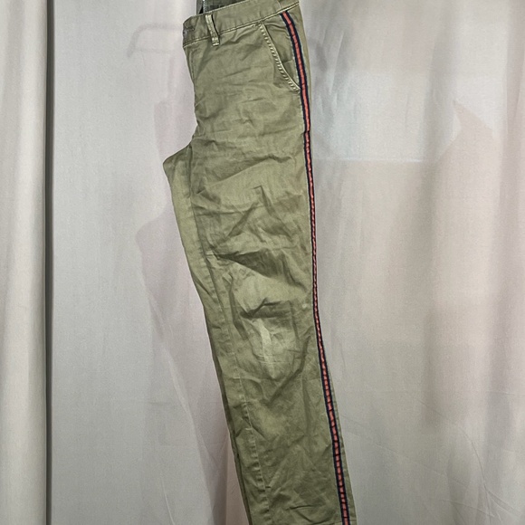 Anthropologie Green and Orange Navy Side Stripe Straight Relaxed Leg Pants SZ 28 - Picture 13 of 15